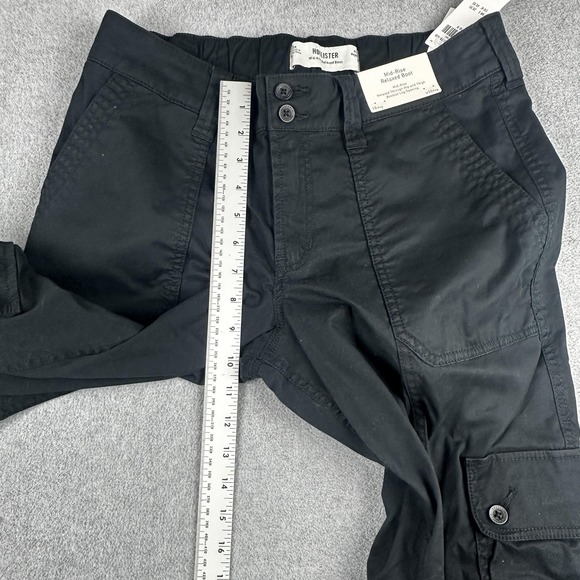 Hollister Pants Womens 10 Black Mid Rise Relaxed Boot Cargo Stretch Casual NWT - Picture 6 of 9
